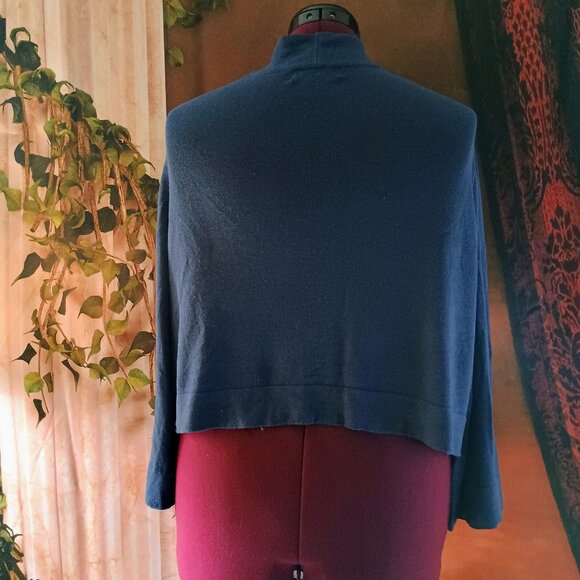 GUC: Jessica Howard Size 22W Blue Cropped Open Front Cardigan Shrug - Picture 2 of 3